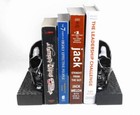 Elegant Black Obsidian Carved Crystal Skull Bookends Set