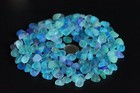 Center Drilled Sea Beach Glass 50 Pcs Lots Small Blue Aqua Cobalt Jewelry Use