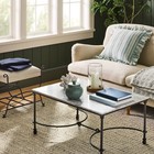Square Woven Stripe Throw Pillow With Ruffle Blue ivory  - Threshold Designed