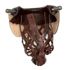 6pcs Brown Genuine Leather Pool Table Pockets Mosaic Pattern