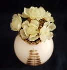 Vintage Opaque Glass Perfume Bottle With Gold Paint Design Flower Petal Lid
