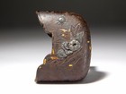 Edo Higo School Peony With Butterfly Design Kojiri  Edo Era Tsuba Antique