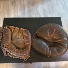 Vintage Leather Baseball Glove Set- Catchers Mitt Left One Is Rawlings 1930s 