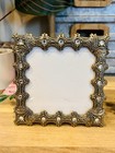 Vintage Ornate Baroque Style 4x4 Picture Frame Lot Of 2 Gold silver Tone