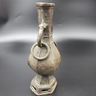 Antique Chinese Archaistic Bronze Hu Vase Dragon Handles Loose Rings 19th C 7 5 
