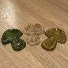 Vintage 1970s Retro Green Set Of 3 Ceramic Mushroom Trinket Trays  Dishes Decor