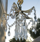 Vintage Pineapple Palm Leaf Ceiling Lamp Brass Chandelier Crystal Prism 30  Cord