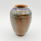 Vintage Studio Pottery Vase Signed 1974 Blue Mottled Stoneware 6    Art Pot