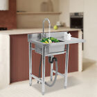Commercial Kitchen Sink Prep Table 1 Compartment With Faucet 304 Stainless Steel