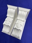 Pair Of Large Reclaimed Carved Wooden Painted Acanthus Corbels Joinery Brackets