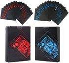 2 Pack Red   Blue Plastic Poker Cards     Black     New Casino Card Game Waterproof