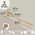 2 4x Long Handle Bath Brush Natural Bristles Body Back Shower Washing Scrubber