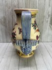 Vtg Chinese Tropical Birds And Floral Decor Pitcher Ceramic With Handle 10  Tall