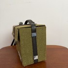 Vintage Tiara Olive Green Canvas Leather Camera Case Crossbody Bag Mid Century