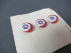 New 3 Red  White   Blue China Buttons - 1 2  Wide Each - 69  157