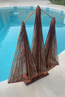 Huge Wooden   String Art 29    Free Standing Ship Nautical Model Mcm Vtg Wood Boat
