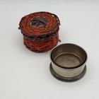 Vintage Folding Collapsible Hunting Travel Drinking Stirrup Cup With Woven Case