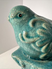 Vintage Antique Turquoise Bird Decorative Ceramic Perched On Column Figurine 8   