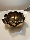 Vintage Large Brass Lotus Flower Pillar Candle Holder 5 5  Diameter