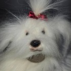 Russ Yomiko Classics Maltese Dog Plush Long White Fur 12 Inch Top Knot Red Bow