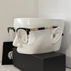 Chrome Style Glasses Hearts Metal Half Frame Unisex - Black Golden  case