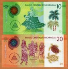 Set Nicaragua  10 20 Cordobas  2014-2019  P-209-210  Polymer New Design  Unc
