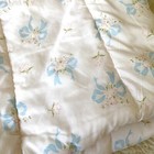 Dupont Dacron Quilted Nylon Baby Blanket Vtg 50s 60s Pink Blue Bows Flowers