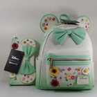 Loungefly Disney Minnie Mouse Pressed Flower Bow Mini Backpack   Wallet Set
