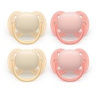 Philips Avent Ultra Soft Pacifiers 0-6m Sand soft Pink4pk Bpafree Silicone-2pack