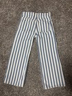 Old Navy Wide Leg Baggy Jeans Girls 8 High Rise Blue White Stripe Adj Waist Nwot