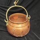 Hammered Copper Jack-o -lantern Pumpkin Candle Holder W  Handle Halloween