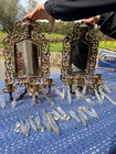 Antique Brass   Crystal Gold Wall Sconces Pair With Mirrors   Candle Holders