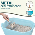 Cat Litter Scoop Kitty Metal Scooper With Hook  hole Stainless Steel Poop Lifter