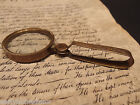 Antique Vintage Style  Brass Pocket Folding Optical Glass Magnifying Lens Loupe