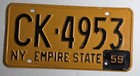 Vintage 1958 New York Metal License Plate Black   Gold With 58 Tag  Nice  