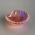 Vintage Mcm Hand Blown Murano Glass Bullicante Ruby Pink Ruffle Ashtray Trinket