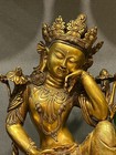 18  Tibetan Buddhism Bronze 24k Gold Guanyin Kwan-yin Bodhisattva Buddha Statue