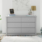 Stork Craft Usa Crescent 6-drawer Engineered Wood Double Dresser In Pebble Gray