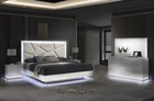 New 4pc Modern Italian Led Queen King Gloss White Contemporary Bedroom Bed d m n