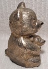 Leonard Silver Plated Bear Bank Teddy Piggy Holding Baby Vintage Figurine