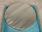 Vintage Sterling Silver 4  Round Makeup Compact Case With Mirror And Etched Top