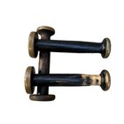 Antique Wooden Industrial Textile Spools Bobbins Mill Brass Bound Weave England