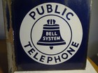 Vintage Bell System Public Telephone Sign Fl Dbl Sd Porcelain Vg Nice 1