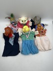 Lot Of 6 Vtg 50s  Rubber Head Cloth Body Puppets Cat Horse Chick Elephant Dog  