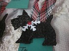 8 Pc Lot Black Scottish Terrier Scottie Dog Christmas Gift Tags W plaid Ribbon