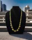 Antique Vintage Art Deco Marbled Green Bakelite Bead Necklace 32 1 8 Inches
