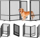 Full Metal Freestanding Dog Gate With Door  32  height Foldable Pet Dog Fence   