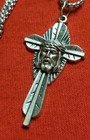  Christian Catholic Cross Medal Pendant With Chain  Silver  Plated Italy