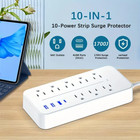 Us Power Strip Surge Protector 8 Ac Outlets 3 Usb Ports   Type C Port 4 Ft Cable