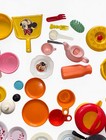 Vintage Toy Kitchen Dish Set Lot Pots Pans Dishes Teapot Play Food 80s 90s